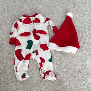 Holiday Red & White Baby One-Piece with Santa Hat
